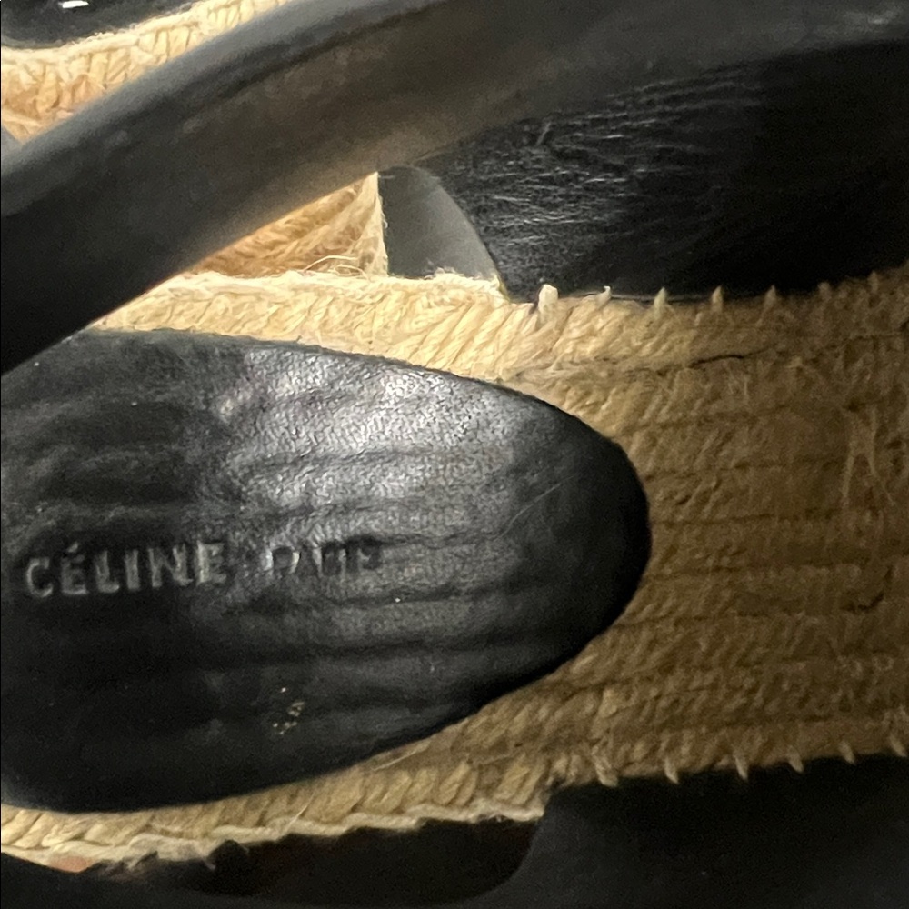 Celine Paris Size Euro 36 Black Leather Wedge Sandals - Picture 8 of 14